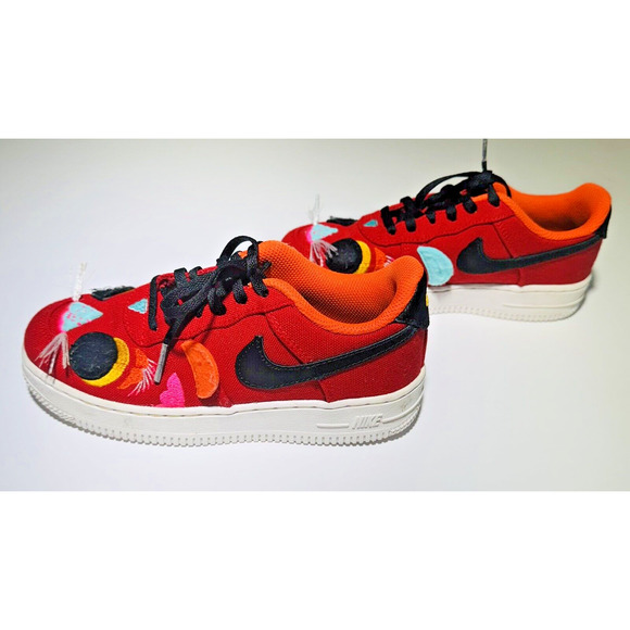 Nike Air Force One LV8 LOW CHINESE NEW YEAR RED, BLACK, ORANGE, YOUTH SIZE 1.5 - Picture 9 of 12